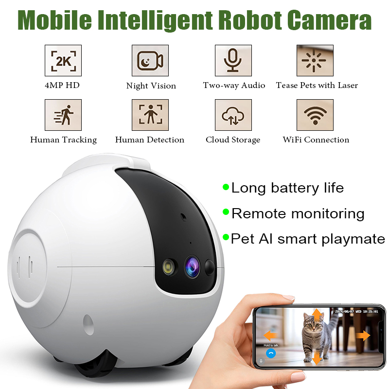 Home Security Robot Dog - كاميرا مراقبة منزلية ذكية متنقلة بدقة